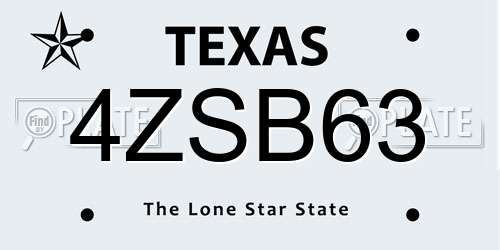 4ZSB63 Texas License Plate
