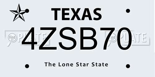 4ZSB70 Texas License Plate