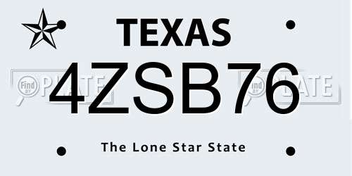 4ZSB76 Texas License Plate