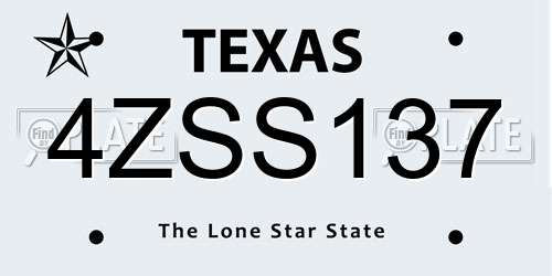 4ZSS137 Texas License Plate