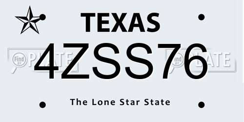 4ZSS76 Texas License Plate