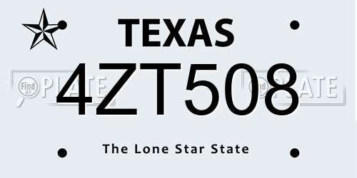 4ZT508 Texas License Plate