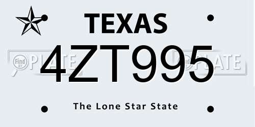 4ZT995 Texas License Plate