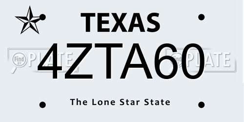 4ZTA60 Texas License Plate