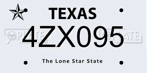 4ZX095 Texas License Plate