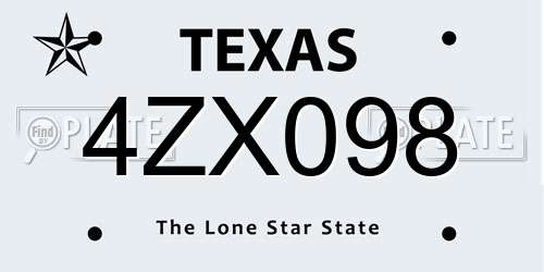 4ZX098 Texas License Plate