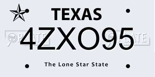 4ZXO95 Texas License Plate