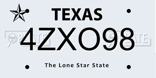 4ZXO98 Texas License Plate