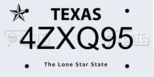 4ZXQ95 Texas License Plate