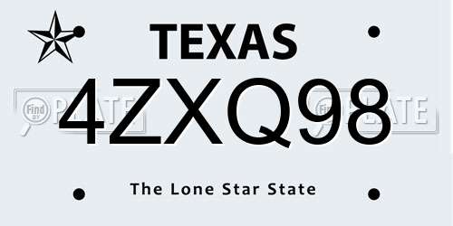 4ZXQ98 Texas License Plate
