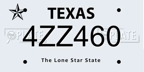 4ZZ460 Texas License Plate
