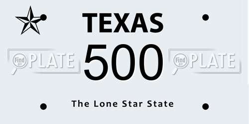 500 Texas License Plate