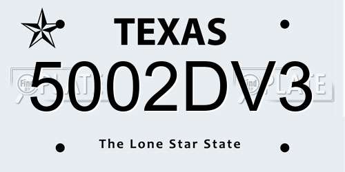 5002DV3 Texas License Plate