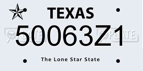 50063Z1 Texas License Plate