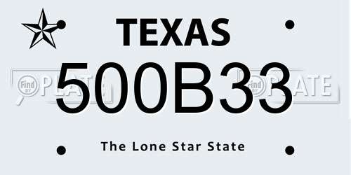 500B33 Texas License Plate