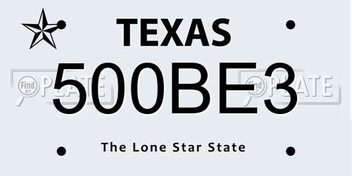 500BE3 Texas License Plate