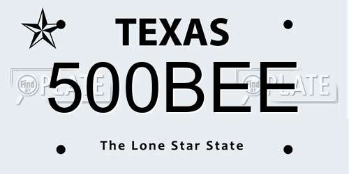 500BEE Texas License Plate