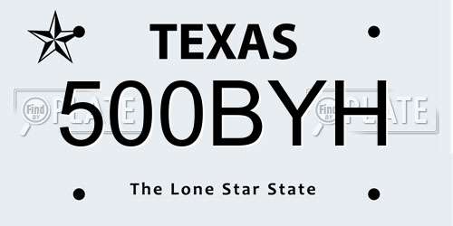 500BYH Texas License Plate