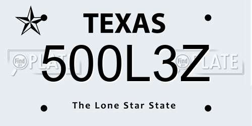 500L3Z Texas License Plate