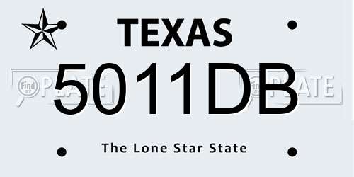 5011DB Texas License Plate