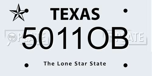 5011OB Texas License Plate