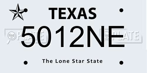 5012NE Texas License Plate