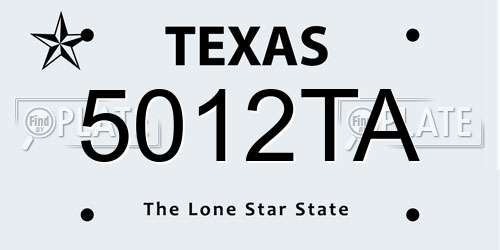 5012TA Texas License Plate