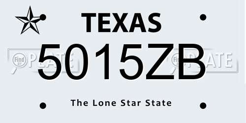 5015ZB Texas License Plate
