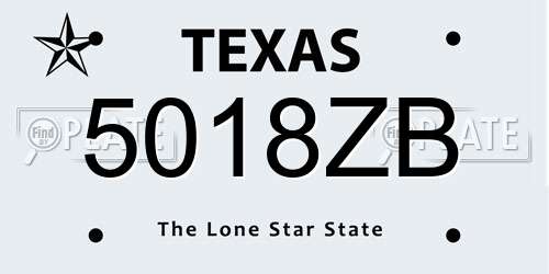 5018ZB Texas License Plate