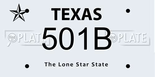 501B Texas License Plate