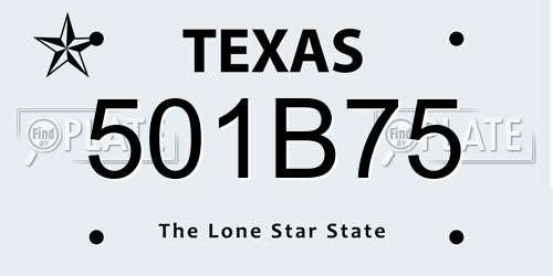 501B75 Texas License Plate