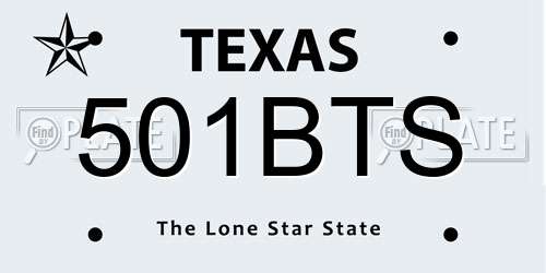 501BTS Texas License Plate