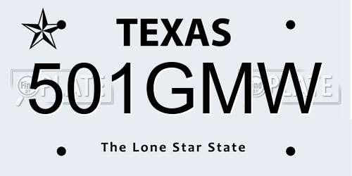 501GMW Texas License Plate