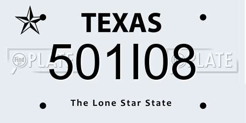 501I08 Texas License Plate