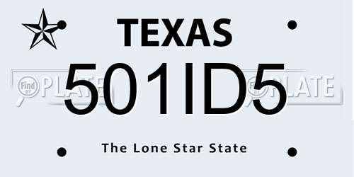 501ID5 Texas License Plate