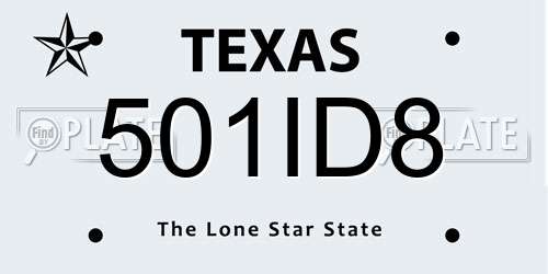 501ID8 Texas License Plate