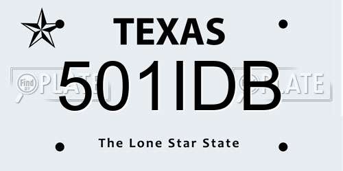 501IDB Texas License Plate