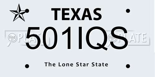 501IQS Texas License Plate