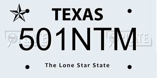 501NTM Texas License Plate