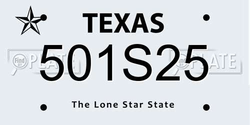 501S25 Texas License Plate