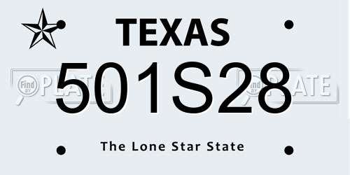 501S28 Texas License Plate