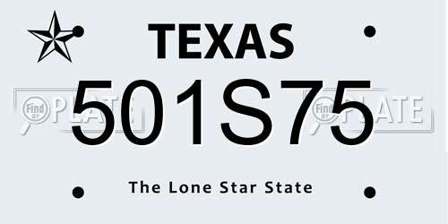 501S75 Texas License Plate