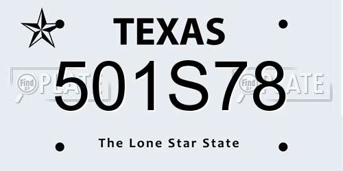 501S78 Texas License Plate