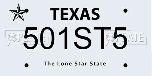 501ST5 Texas License Plate