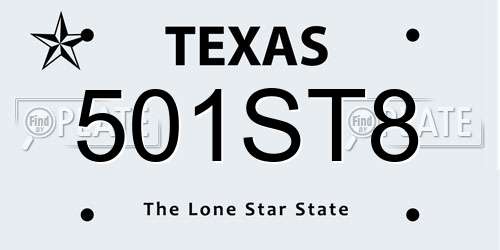 501ST8 Texas License Plate