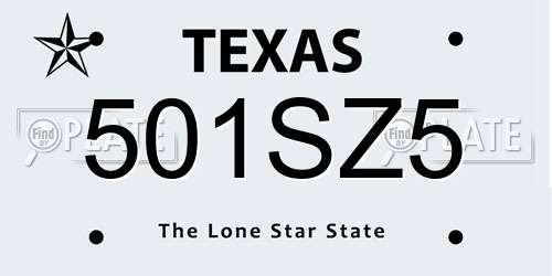 501SZ5 Texas License Plate