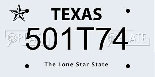 501T74 Texas License Plate