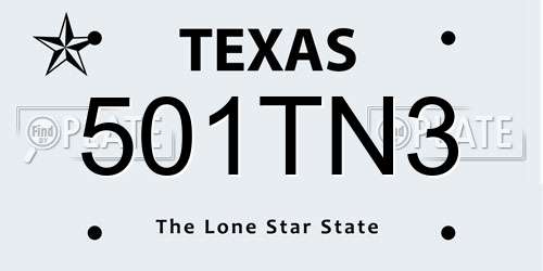 501TN3 Texas License Plate
