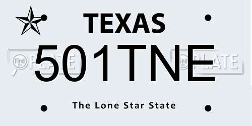 501TNE Texas License Plate
