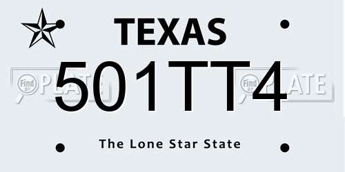 501TT4 Texas License Plate